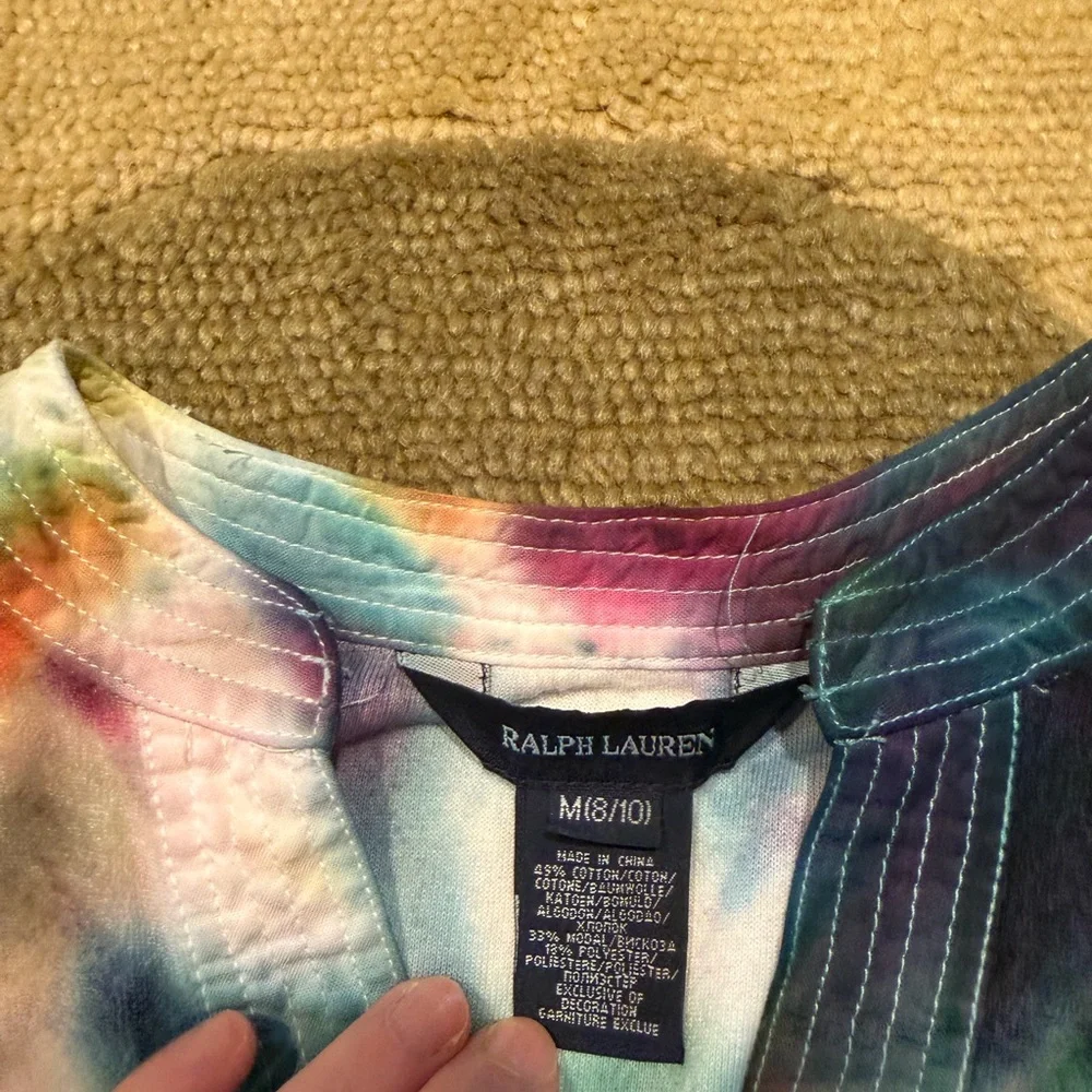 Ralph Lauren Hand Tie Dye Beach Terrycloth Coverup Dress Kids Girls Size Medium
